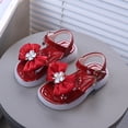 thumbnail image 2 of KPOPLK Girls Sandals Open Toe Cute Flats Dress Sandals Summer Cross Strappy Shoes Toddler/Little Kid/Big Kid Size 6.5,Red, 2 of 8
