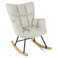 thumbnail image 1 of Giantex Linen Nursery Rocking Chair with High Backrest Padded Armrests & Seat for Nursery Light Grey, 1 of 10