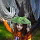 thumbnail image 1 of Decoraciones de Halloween Fiesta de Halloween Sombrero de bruja Cubierta de cara de encaje Sombrero de bruja de mago Sombrero de tafetán de poliéster Sombrero de bruja de encaje de disfraz, 1 of 6