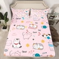 thumbnail image 2 of Homewish Pet Kitten Lover Twin Sheet Sets,Kawaii Cat Twin Fitted Sheet,Puppy Dogs Paws Flat Sheet For Teens,Microfiber Bedroom Decor,3pcs, 2 of 7