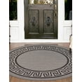 thumbnail image 4 of Unique Loom Outdoor Border Collection Area Rug - Greek Key (6' Round Gray/Black), 4 of 12