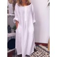 thumbnail image 1 of HH Women's Cotton and Linen Solid Color Loose Dress, 1 of 1