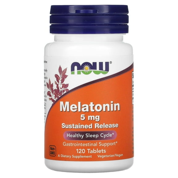 NOW Foods - Melatonin Sustained Release for Healthy Sleep Cycle 5 mg. - 120 Tablets