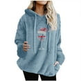 thumbnail image 2 of HOMBOM Merry Christmas Sweatshirts for Womens Blue Hoodies Pullover Fleece Xmas Holiday Long Sleeve Party Ladies Tops, 2 of 4