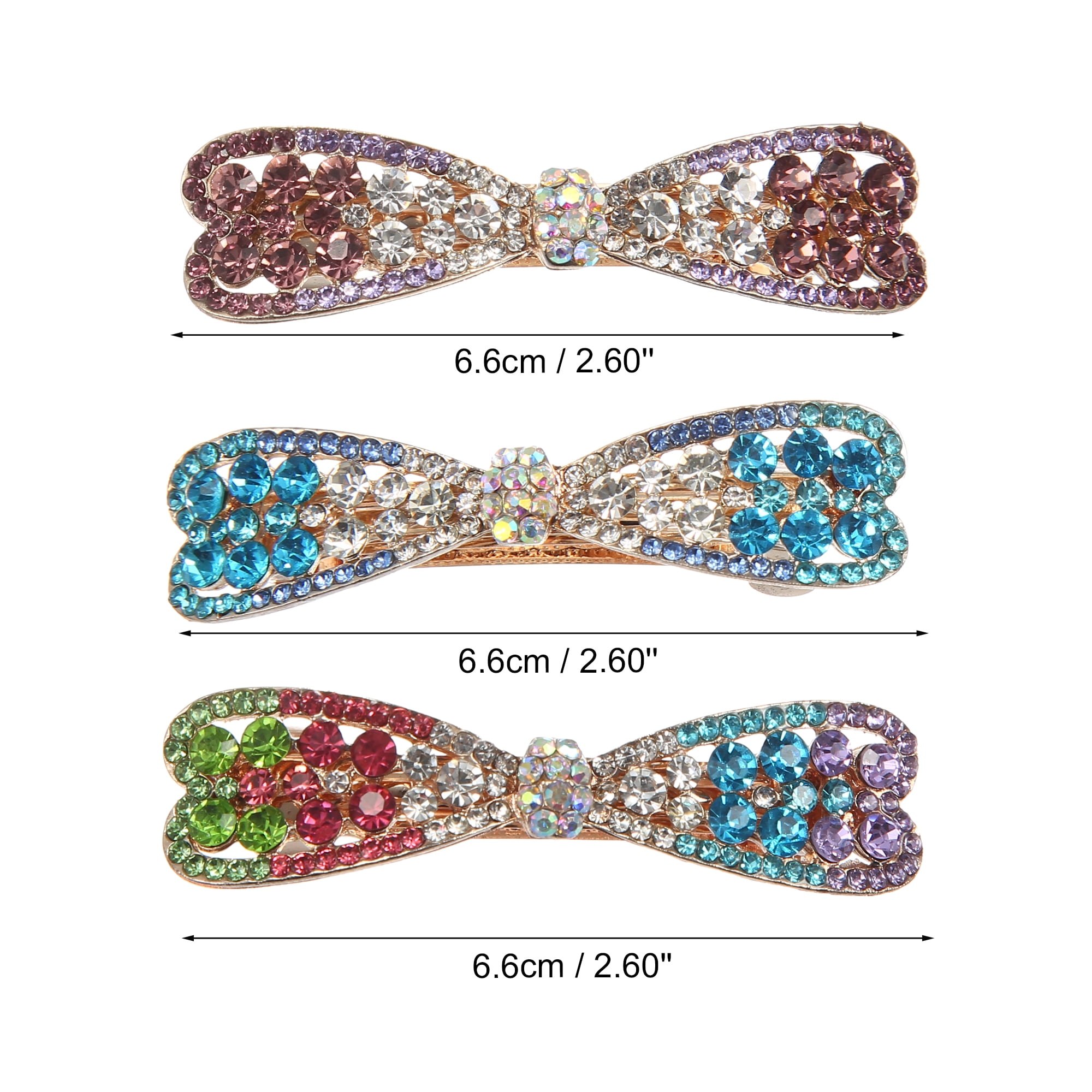 Unique Bargains 3 Pcs Hair Barrettes Hair Accessories Women Purple Blue Multicolor
