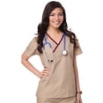 thumbnail image 1 of Maevn Core Contrast Y-Neck Mock Wrap Scrub Top [XXS - 5XL, FREE SHIPPING], 1 of 1