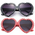 thumbnail image 3 of Newbee Fashion-Kids Heart Sunglasses Girls Heart Shaped Sunglasses Polka Dots Cute Vintage Look UV Protection w/Carrying Pouch, 3 of 3