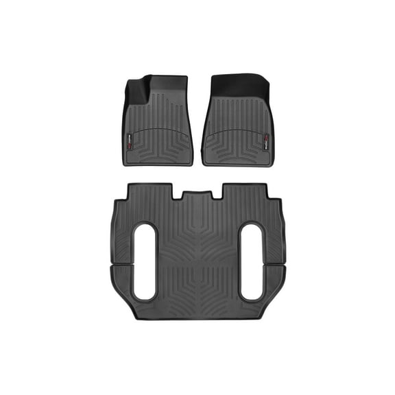 WeatherTech Custom Fit FloorLiners compatible with 2016-2017 Tesla Model X - Complete Set (1st Row, 1-Piece 2nd/3rd Row), Black