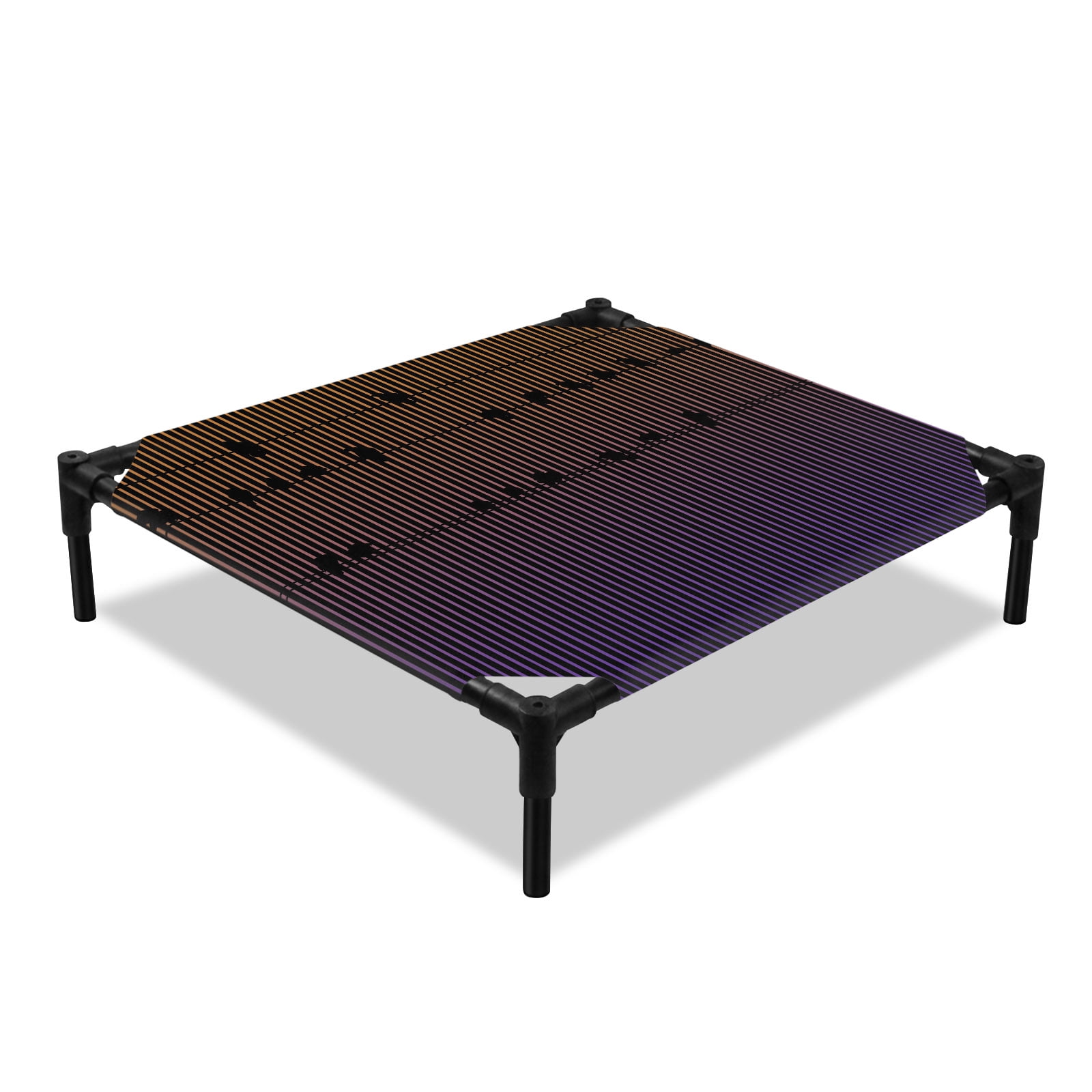 Black Bird Elevated Dog Bed Spooky Minimalist Birds on Wire Gradient Purple Lines Cooling Breathable Outdoor Raised Dog Cot Bed with Metal Frame Non-Slip Feet for Small Dog 20x20in