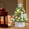 thumbnail image 5 of Mini Christmas Tree, Flocked Christmas Tree, Small Encrypted Desktop Christmas Tree Ornament, 17.71 Inch White Artificial Tree with LED Lights for Home Office Decoration, 5 of 7
