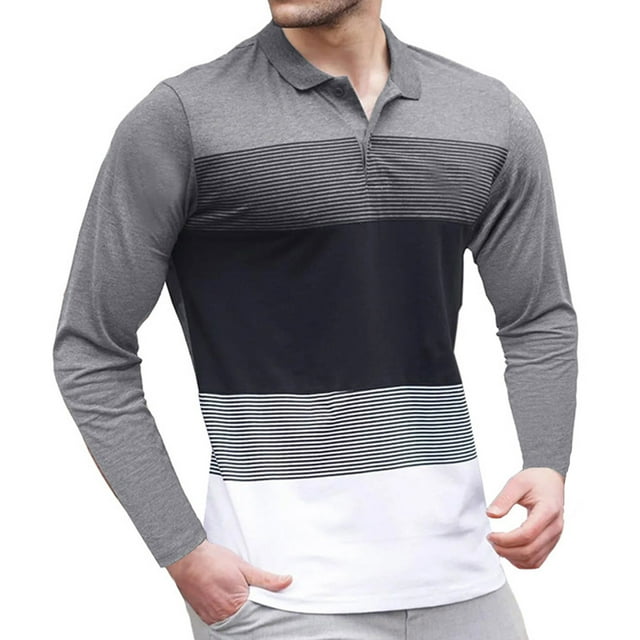 DecSea Mens Fashion Polo Shirts Cotton Classic Long Sleeve Thermal Button Shirt