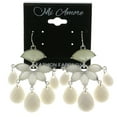 thumbnail image 2 of Mi Amore Acrylic Faceted Accents Drop-Dangle-Earrings Silver-Tone/White, 2 of 2