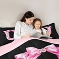 thumbnail image 4 of Erosebridal Floral Bow Letter U Twin Bedding Sets for Girls, Pink Initial Ribbon Bedding Comforter Set, Reversible, 7 Pieces, 4 of 6