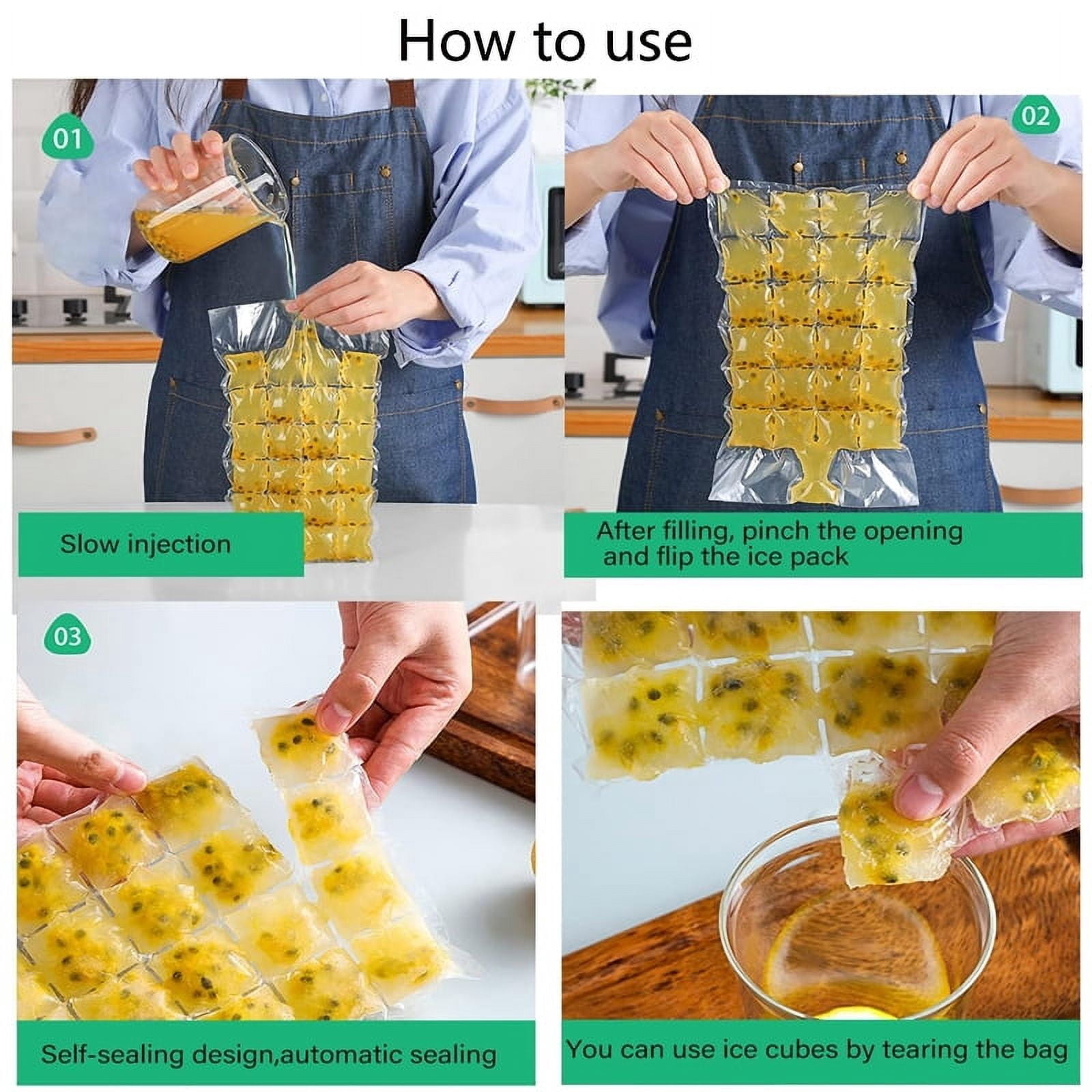 Disposable Self Seal Freezing Ice Cube Bag,Easy Release Molds,Cocktail Whiskey Ice Cubs,Cold Ice Pack Cooler Bag for Chill Drink