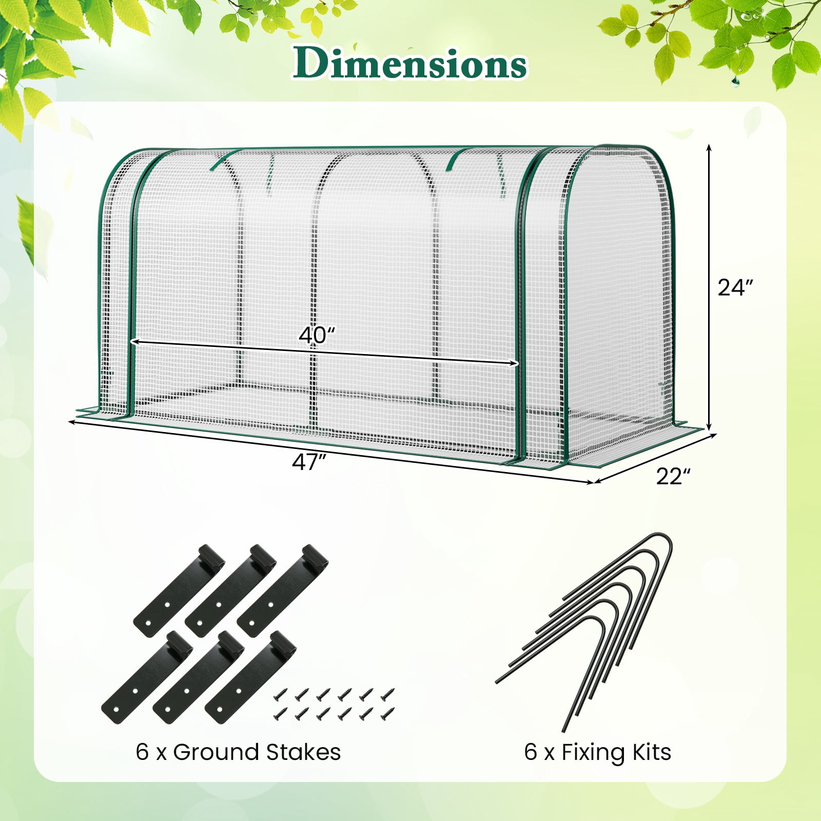 Patiojoy Portable Mini Greenhouse 47" x 22" x 24" Outdoor Green House with Roll-Up Door White