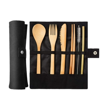

Travel Cutlery Flatware Bamboo Utensils SetReusable Eco Friendly Portable Drink Straws ViLaViDe