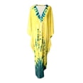 thumbnail image 4 of Women Floral Print Kaftan Dresses Plus Size Bathing Suit Cover Up Moo Moos Caftan Beach Dress for Swimwear Summer for Home Lounging Beach Resort(Yellow,One Size), 4 of 4