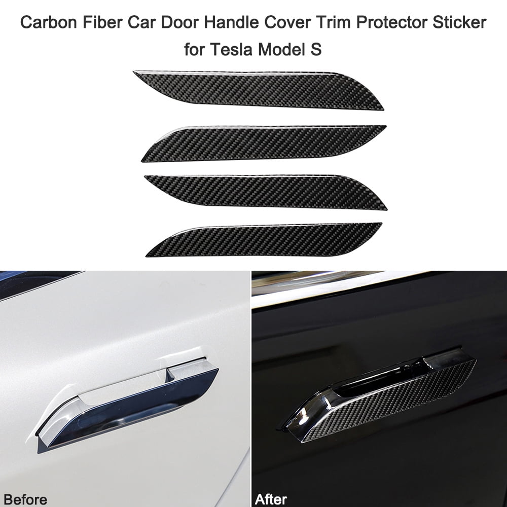Black High Glossy Car Door Handle Scratch Protector Sticker with Logo Fit for Tesla Model 3 KFZMAN Car Door Handle Wrap for Tesla Model 3 Pack of 4
