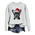 thumbnail image 4 of Fiaer Crew Neck Women Christmas Sweatshirts Long Sleeve Fog Printed Tops Plus Size Casual Fashion Fall Cozy Pullover Light Gray L, 4 of 6
