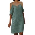 thumbnail image 2 of CEHVOM Robe pour Femme Sans Bretelles à Bretelles, Unie, à Col en V, Décontractée, Longueur Genou, 2 of 4