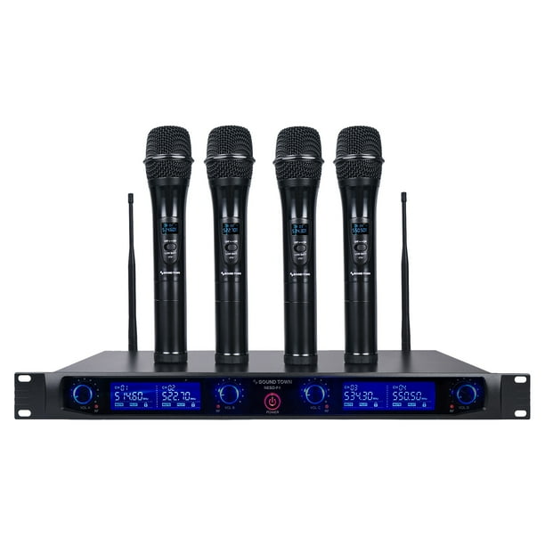 Sound Town 4 Channels Professional UHF Wireless Microphone System with