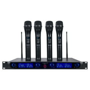 Sound Town 4 Channels Professional UHF Wireless Microphone System with Rack Mountable Metal Receiver and 4 Handheld Mics, for Church, School, Outdoor Wedding, Meeting, Party and Karaoke