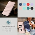 thumbnail image 5 of For iPhone 16 Pro PU Leather Wallet Phone Case,Exquisite Embossed Designing,Flip Folio Cover,With Kickstand Credit Card Holders Slots,Magnetic Closure Shockproof Phone Case,Pink, 5 of 10