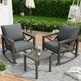 thumbnail image 5 of MRUAKA Rocking Chair Bistro Set,3 Piece Outdoor Patio Furniture Set with 2 Rockers and 1 Metal Coffee Table with Thick Cushions for Porch,Backyard,Poolside,Dark Grey, 5 of 8