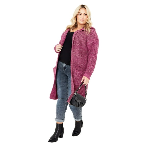 Avenue Women's Plus Size Chelsea Soft Knit Hood Coatigan