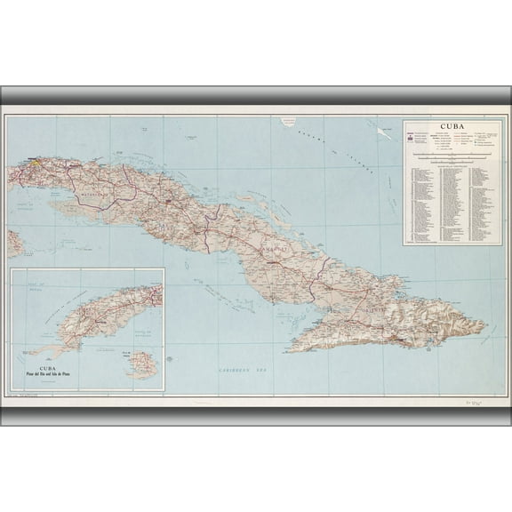 24"x36" Gallery Poster, cia map of cuba 1964 p2