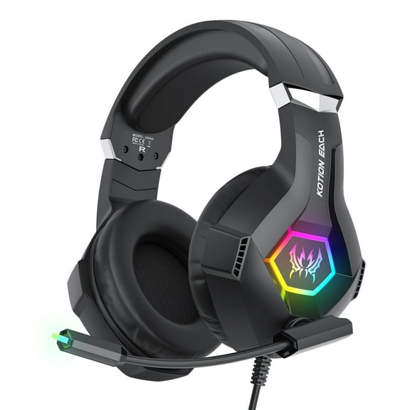 Gaming Headset for PC, Ps4, Ps5, Xbox Headset with Noise-Cancelling Mic, RGB Lighting, Over Ear Headphones Wired Gaming Headphones for PC, Anime, Movies, TV, and Video Games, White