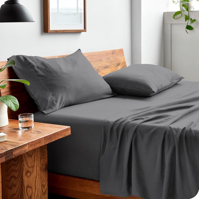 Washed King Sheet Set Premium UltraSoft Microfiber Bed Sheets Double Brushed Hypoallergenic Stain (King Washed Pebble Beach)