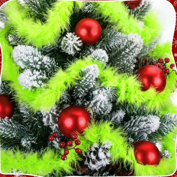 3 Pcs 6.56 ft Christmas Garlands Lime Green Christmas Tree Decorations Christmas Tree Hanging Garland Artificial Fur Garlands Decorations for Indoor Outdoor Party Supplies