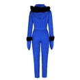 thumbnail image 4 of Aayomet Womens Jumpsuits Women Snowboard Ski Suit Plush Collar Casual Fashion Keep Warm Thicken Outdoor Sports Zipper Ski Suit,Blue XL, 4 of 4
