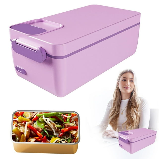 Cordless Lunch Box No Water Required Battery Powered Heated Lunch Box USB Lunch Box For Adults 1L 304 Stainless Container Warming Time Selectable