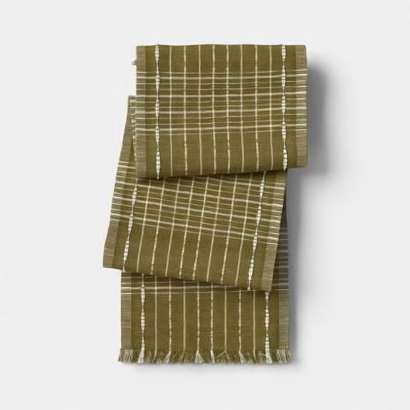 108"x14" Woven Table Runner Olive