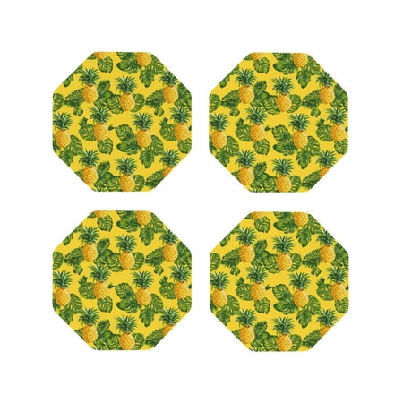 

Leather Coasters with Heat-resistant for Drinks Cute Pineapple Green Leaves -标题2 Octagon