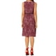 thumbnail image 3 of Vestido midi sin mangas de corte A con cuello en forma de llave y cintura ajustable, estampado de flores, color burdeos, talla 3XL, 3 of 7