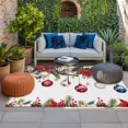 thumbnail image 2 of Blue Red Christmas Balls Outdoor Rug for Patio/Deck/Porch, Non-Slip Large Area Rug 6 x 9 Ft, Xmas Botanical Poinsettia Indoor Outdoor Rugs Washable Area Rugs, Reversible Camping Rug Carpet Runner, 2 of 8