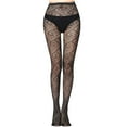 thumbnail image 2 of Lilgiuy Black High Waist Tights Fishnet Tights Thigh High Stockings Pattern Mesh Hollow Out Pantyhose Plus Size, 2 of 5