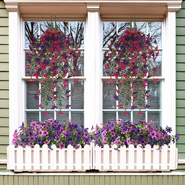 Guirnalda de campanillas artificiales para colgar en la pared | Guirnalda de flores artificiales para decoración de cestas colgantes de jardín al aire libre