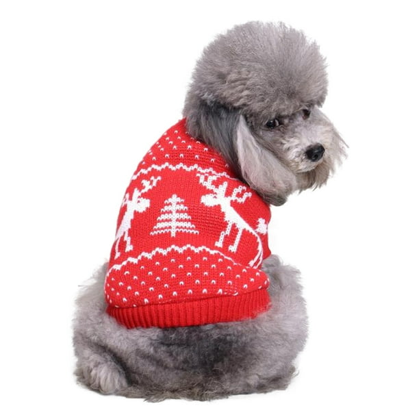 Suéter navideño para mascotas, ropa festiva para cachorros, abrigo de invierno para perros pequeños, para fiestas navideñas, festivales (rojo, S)