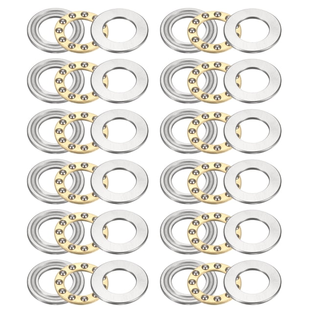 Paquete de 12 rodamientos de bola de empuje F12-21M, 12mm x 21mm x 5mm, rodamiento de empuje en miniatura con arandelas de acero cromado de dirección única