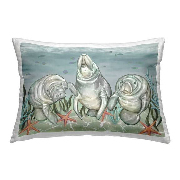 Stupell Industries Manatee Trio & Starfish Decorative Printed Throw Pillow Design by Ziwei Li