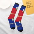 thumbnail image 6 of Women's Knee High Socks Haitian Flag Pattern Thermal Soft Knee Long Socks, 6 of 7