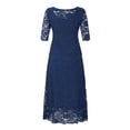 thumbnail image 4 of Casual Dresses for Women Neckline Cocktail Party Floral Lace Flowy Plus Size Dress Dark Blue Beach Long Outfits XXL, 4 of 9