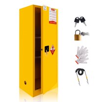 POWKOL Flammable Storage Cabinet 22 Gallon Yellow, 18.11" x 23.22" x 64.96" Adjustable Shelf Flammable Cabinet, for Commercial Industrial Home Use