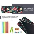 thumbnail image 5 of Pofeuu Green Tropical Leaves Print Leather Pencil Case, Leather Pencil Pouch Large Capacity, Big Pencil Pouch with Zipper Vintage Pen Bag Fountain Pen Holder, 5 of 7