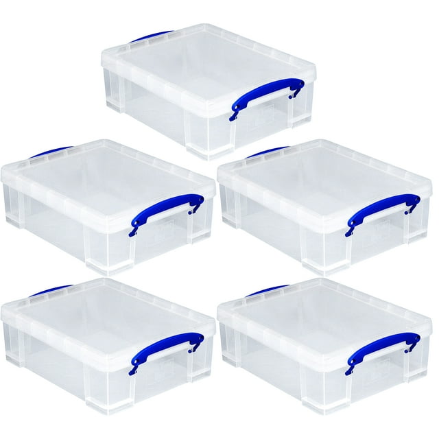 Really Useful Box Contenant de Rangement 8,1 L avec Poignées à Loquet à Pince (Lot de 5)
