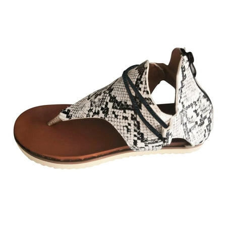 

HGWXX7 Sandals For Women Summer Womens Ladies Casual Posh Vintage Leopard Flip Flop Comfy Sandals Zipper Shoes Stylish Shoes